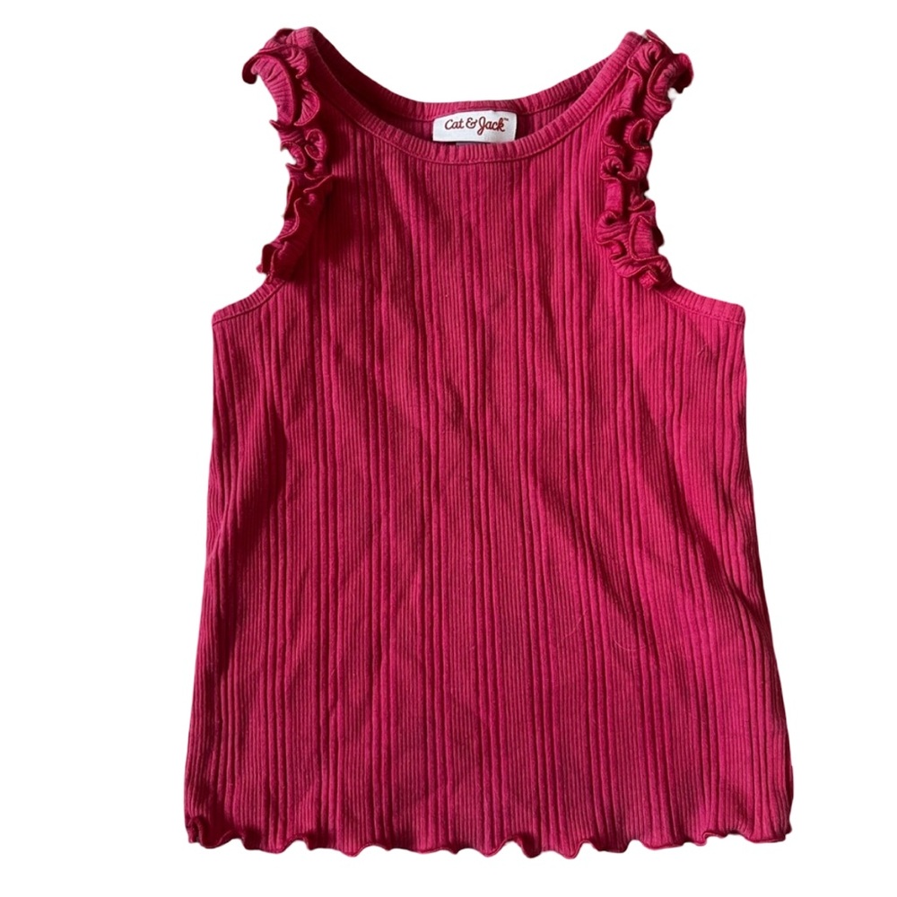 Cat & Jack Girls Hot Pink Ruffle Tank Top – Size 4T